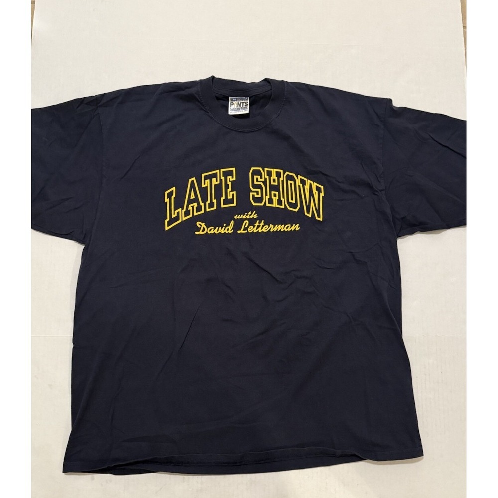 Worldwide Pants Superstore Late Show With David Letterman Show Navy T Shirt Xxl